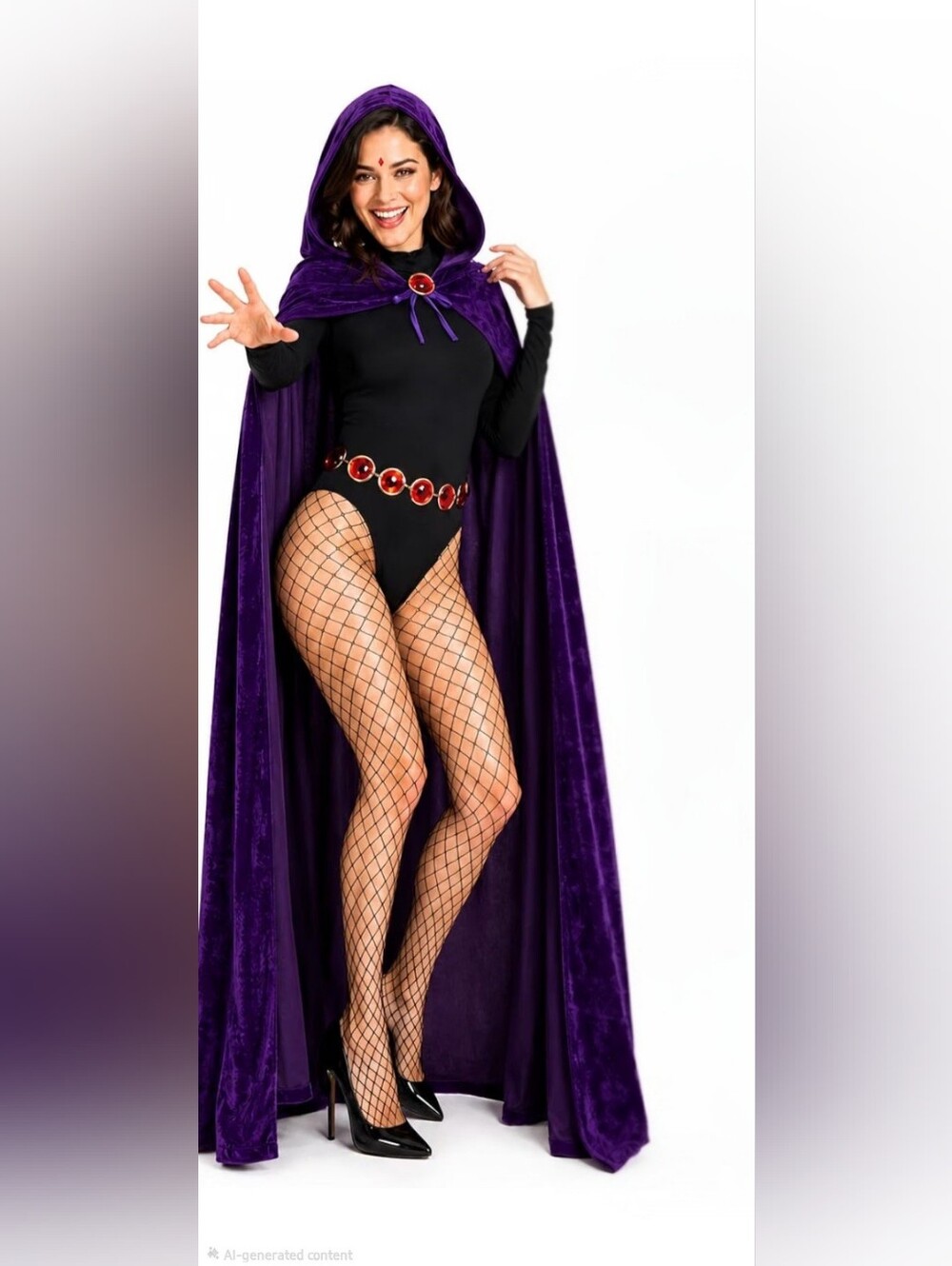 Raven Inspired Purple Velvet Hooded Cape Costume Medium Halloween Cosplay